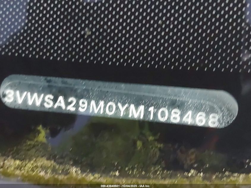 2000 Volkswagen Jetta Gls VIN: 3VWSA29M0YM108468 Lot: 43840581