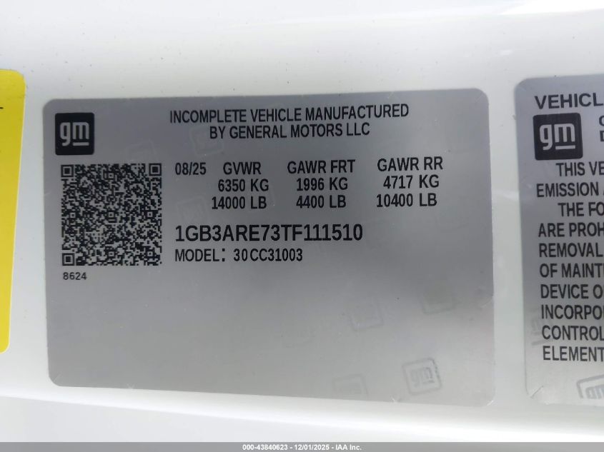 2026 Chevrolet Silverado 3500Hd Chassis Work Truck VIN: 1GB3ARE73TF111510 Lot: 43840623