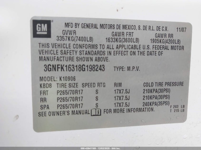 3GNFK16318G198243 2008 CHEVROLET EXPRESS photo no. 9