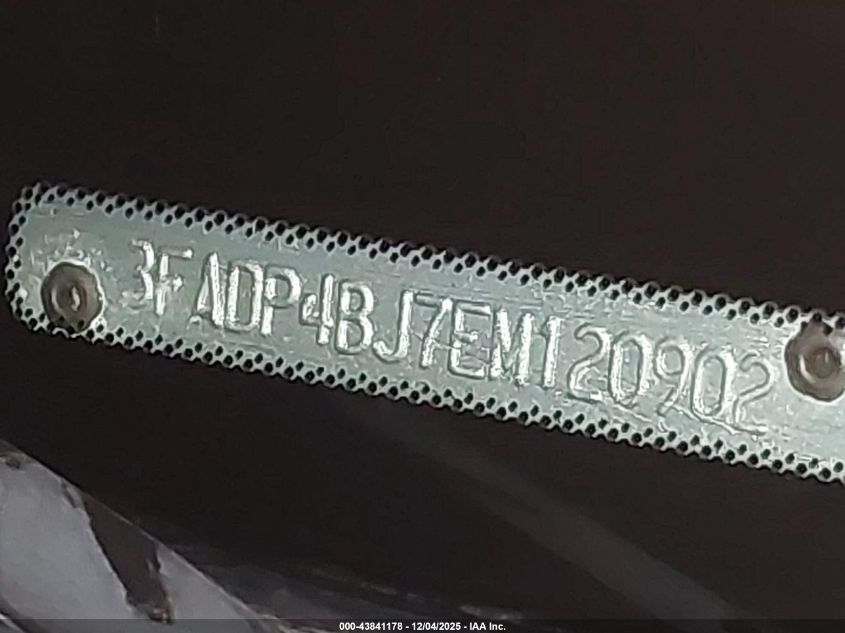 2014 Ford Fiesta VIN: 3FADP48J7EM120902 Lot: 43841178