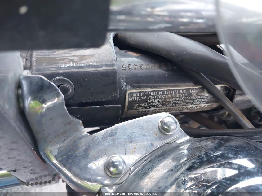 2002 Honda Vt1100 C VIN: 1HFSC18062A603435 Lot: 43841218