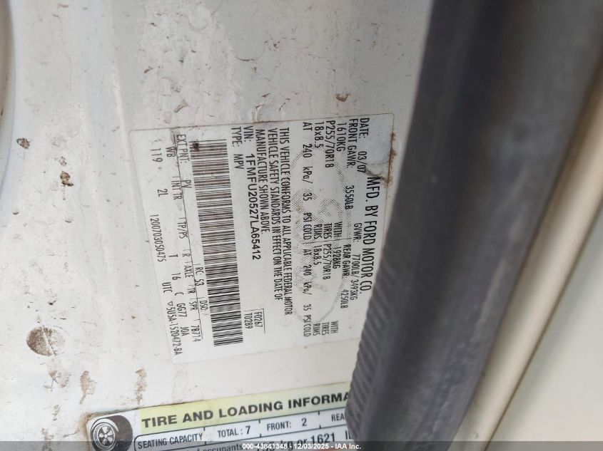 2007 Ford Expedition Limited VIN: 1FMFU20527LA65412 Lot: 43841348