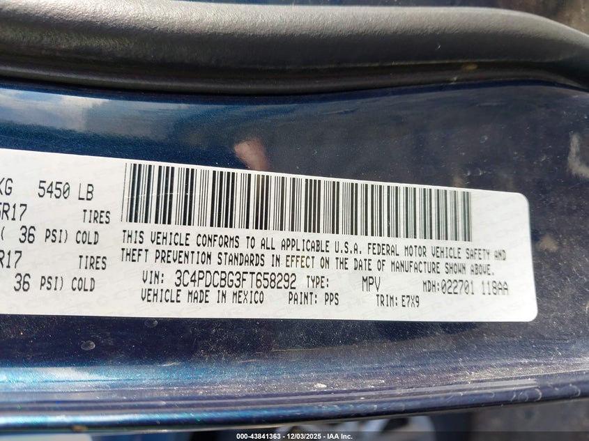 3C4PDCBG3FT658292 2015 DODGE JOURNEY photo no. 9