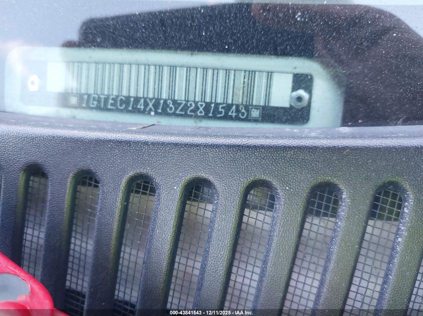 2003 GMC Sierra 1500 Work Truck VIN: 1GTEC14X13Z281543 Lot: 43841543