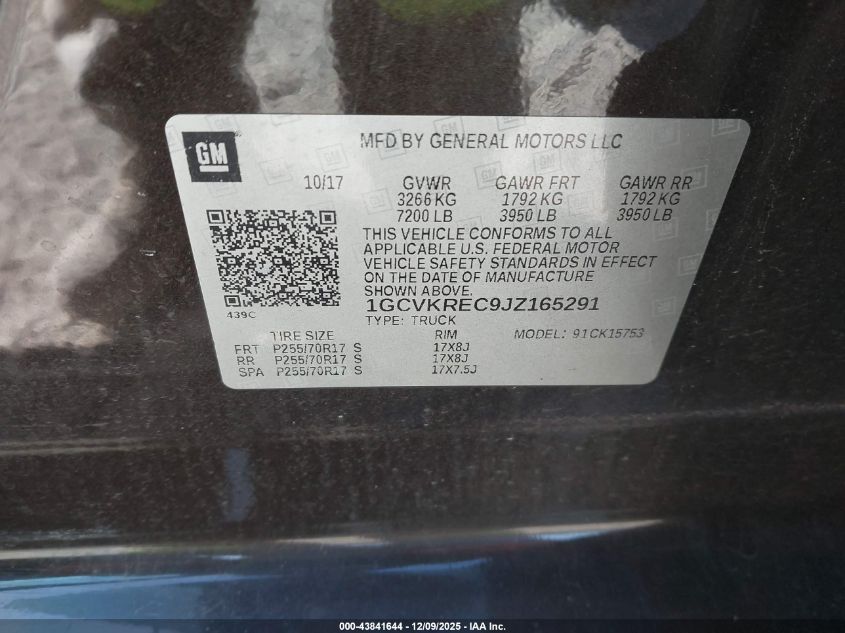 2018 Chevrolet Silverado 1500 1Lt VIN: 1GCVKREC9JZ165291 Lot: 43841644