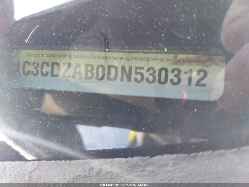 2013 Dodge Avenger Se VIN: 1C3CDZAB0DN530312 Lot: 43841812
