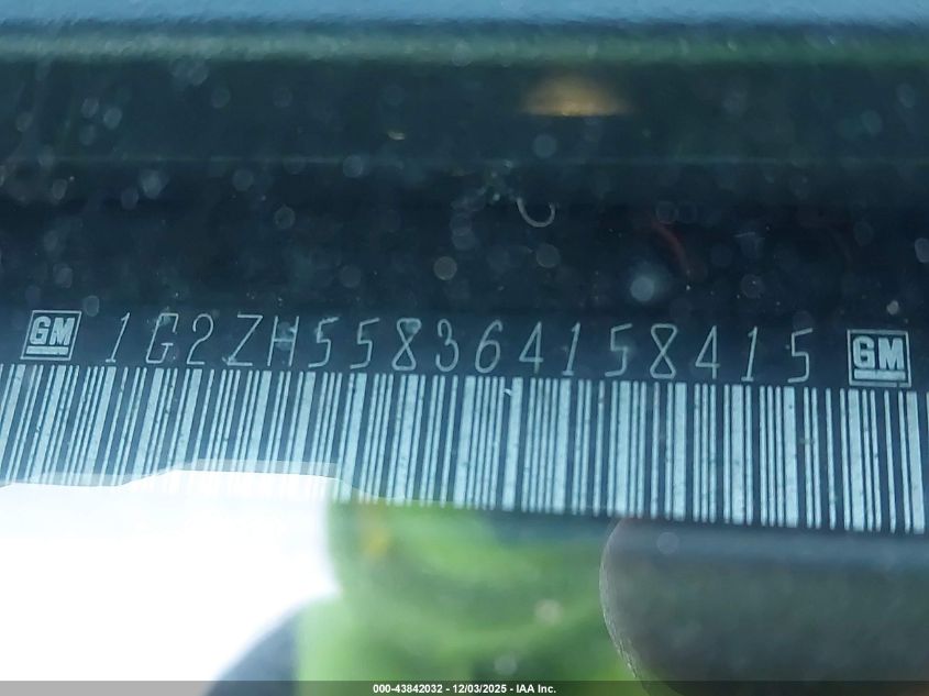 2006 Pontiac G6 Gt VIN: 1G2ZH558364158415 Lot: 43842032