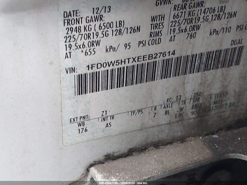 2014 Ford F-550 Chassis Xl VIN: 1FD0W5HTXEEB27614 Lot: 43842156