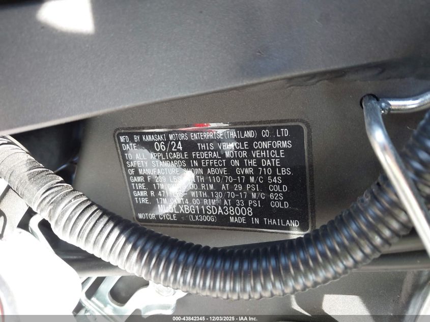 2025 Kawasaki Klx300 S VIN: ML5LXBG11SDA38008 Lot: 43842345