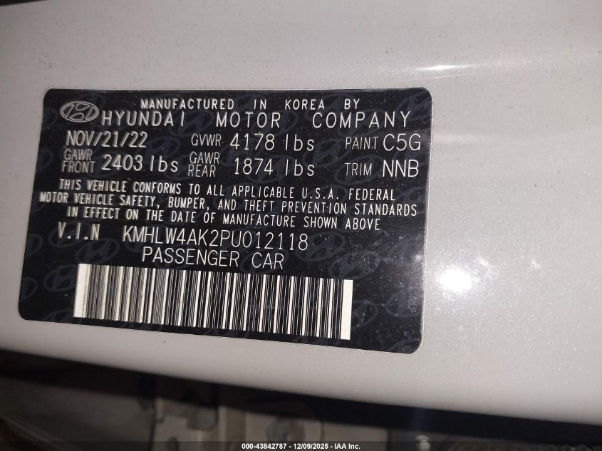 2023 Hyundai Elantra N VIN: KMHLW4AK2PU012118 Lot: 43842787