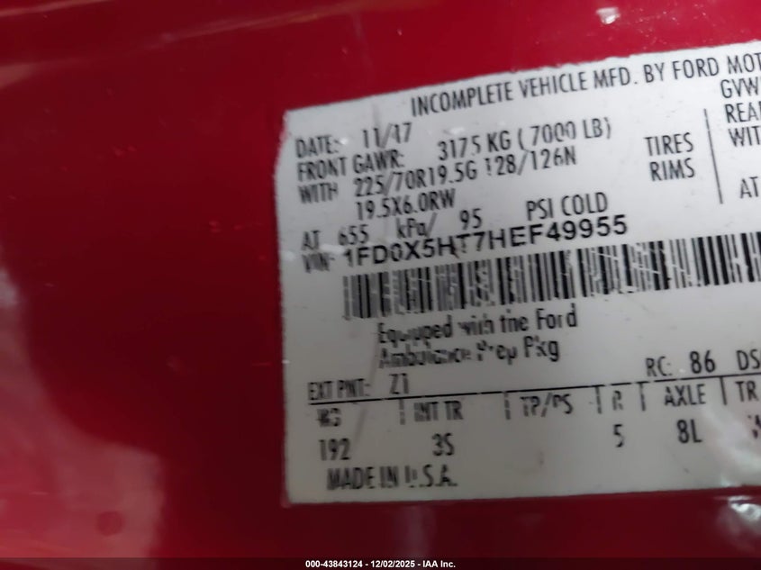 1FD0X5HT7HEF49955 2017 FORD F550 photo no. 8