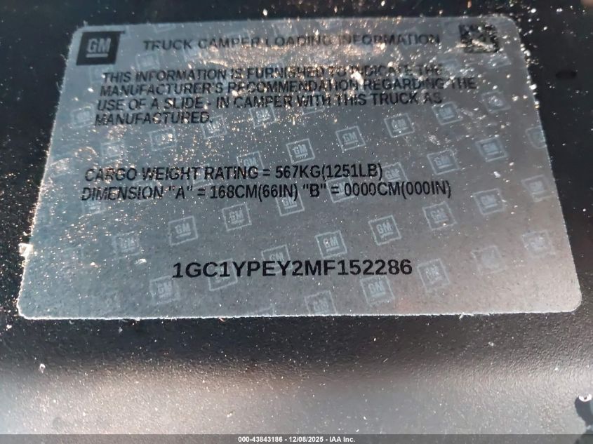 2021 Chevrolet Silverado 2500Hd 4Wd Standard Bed Ltz VIN: 1GC1YPEY2MF152286 Lot: 43843186