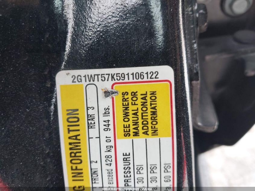 2009 Chevrolet Impala Lt VIN: 2G1WT57K591106122 Lot: 43843792