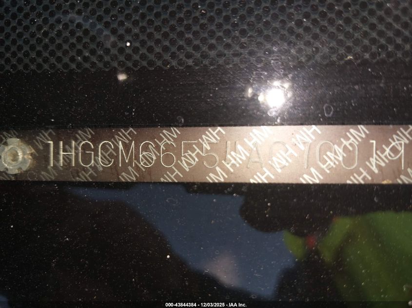 2004 Honda Accord 3.0 Ex VIN: 1HGCM66554A070019 Lot: 43844384