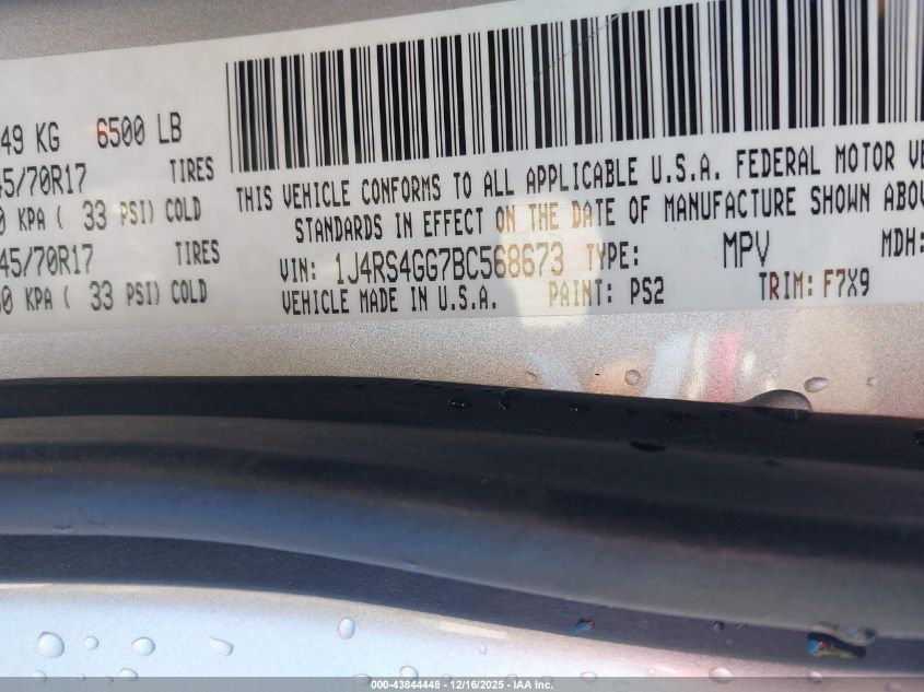 2011 Jeep Grand Cherokee Laredo VIN: 1J4RS4GG7BC568673 Lot: 43844448