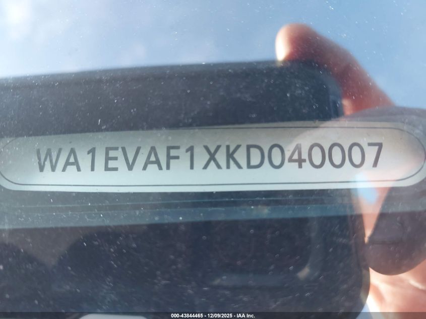 2019 Audi Q8 55 Premium VIN: WA1EVAF1XKD040007 Lot: 43844465