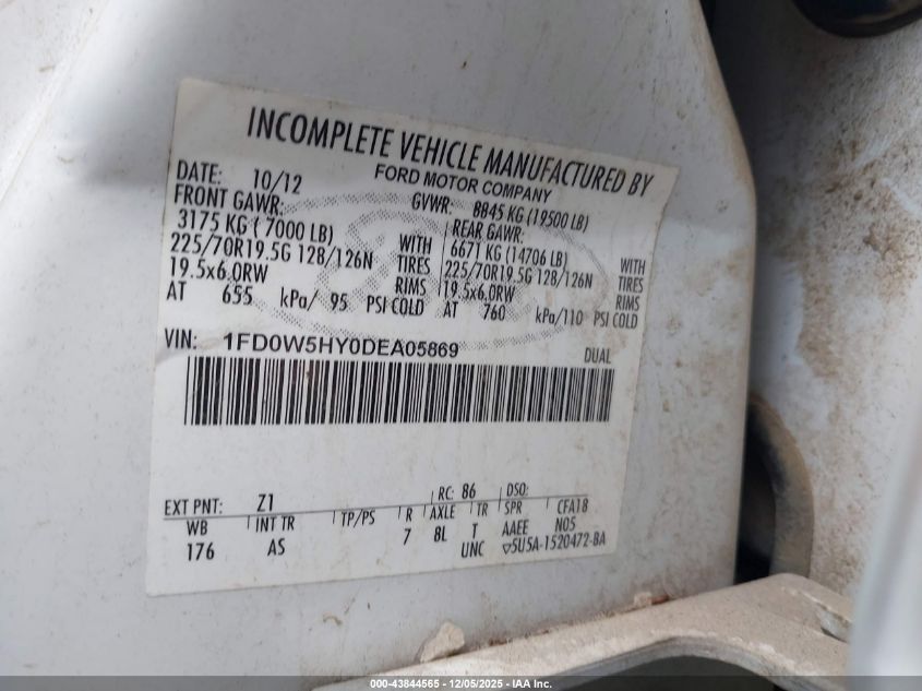 2013 Ford F-550 Chassis Xl VIN: 1FD0W5HY0DEA05869 Lot: 43844565