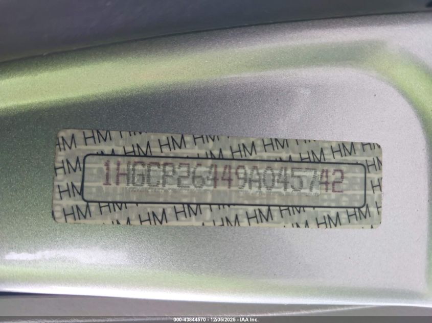 2009 Honda Accord 2.4 Lx-P VIN: 1HGCP26449A045742 Lot: 43844570