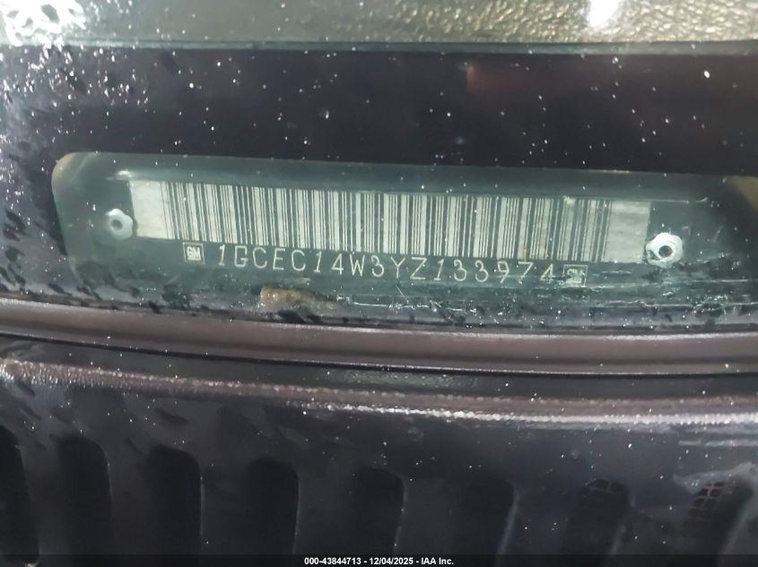 2000 Chevrolet Silverado 1500 VIN: 1GCEC14W3YZ133974 Lot: 43844713