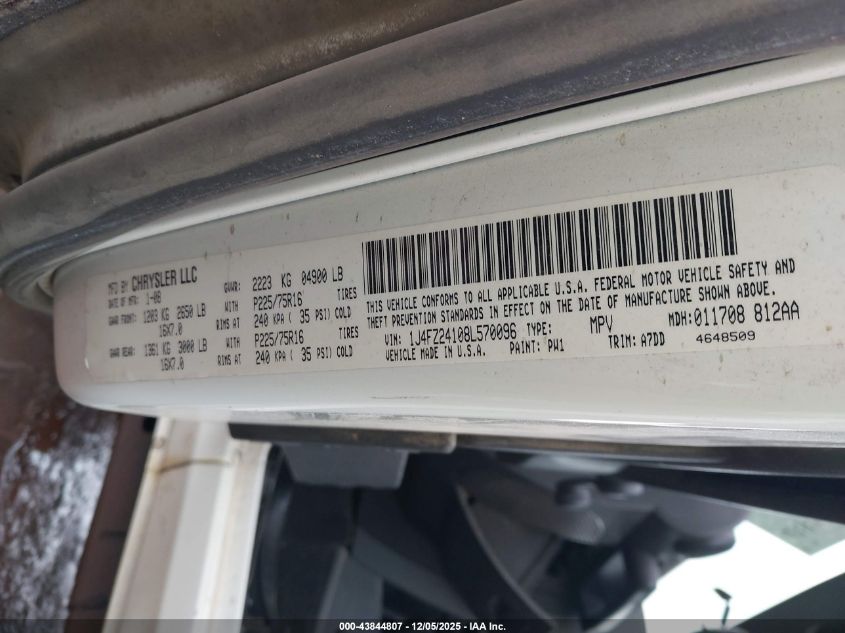 2008 Jeep Wrangler X Rhd VIN: 1J4FZ24108L570096 Lot: 43844807