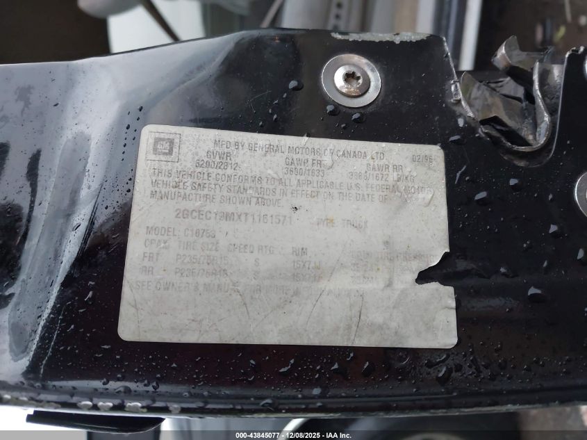 1996 Chevrolet Gmt-400 C1500 VIN: 2GCEC19MXT1161571 Lot: 43845077