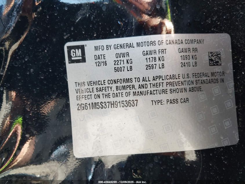 2017 Cadillac Xts Luxury VIN: 2G61M5S37H9153637 Lot: 43845259