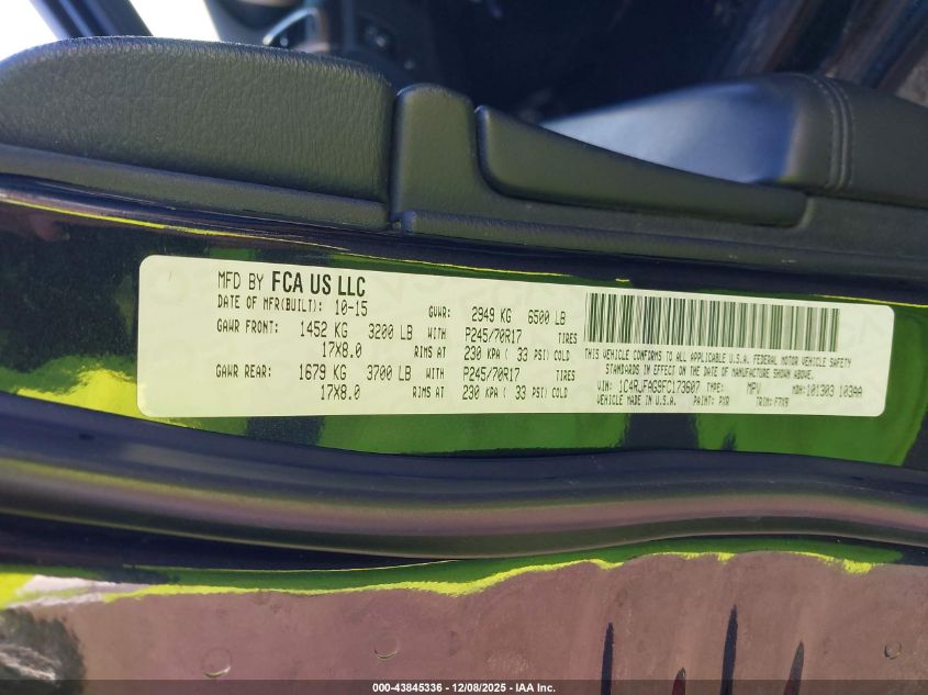 2015 Jeep Grand Cherokee Laredo VIN: 1C4RJFAG9FC173607 Lot: 43845336