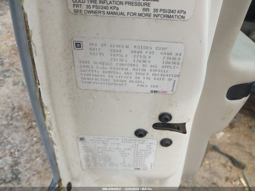 1996 Cadillac Deville VIN: 1G6KD52Y0TU205637 Lot: 43845527