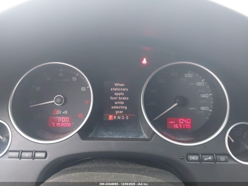 2008 Audi S4 4.2 VIN: WUARL48H38K900152 Lot: 43846065