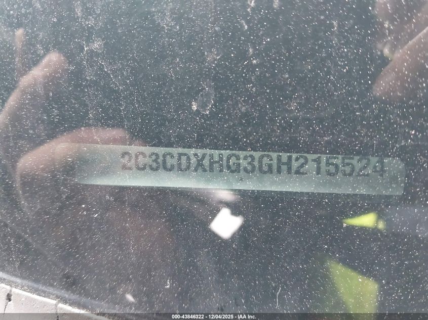 2016 Dodge Charger Sxt VIN: 2C3CDXHG3GH215524 Lot: 43846322