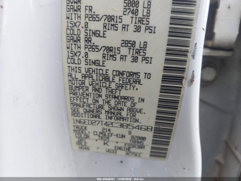 1N6ED27T42C385468 2002 NISSAN NAVARA (FRONTIER) photo no. 9