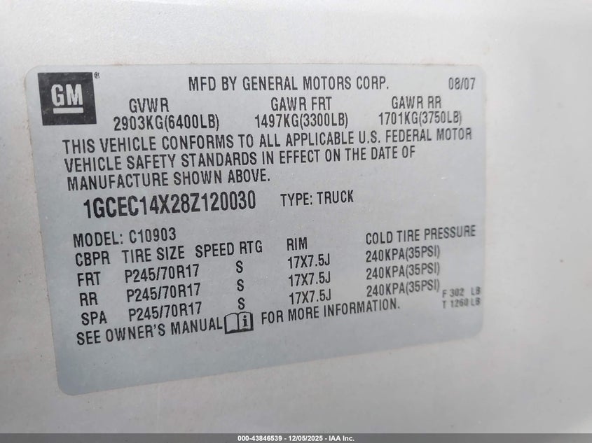 1GCEC14X28Z120030 2008 CHEVROLET SILVERADO photo no. 9