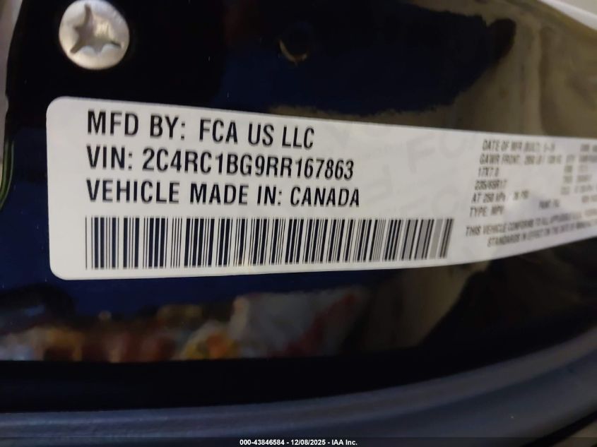 2024 Chrysler Pacifica Touring L VIN: 2C4RC1BG9RR167863 Lot: 43846584