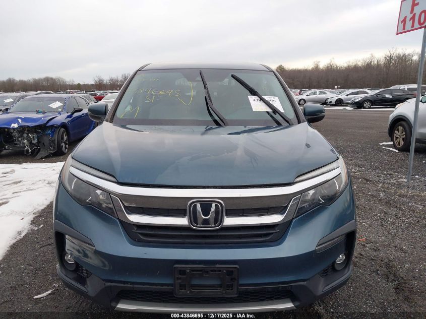 2019 Honda Pilot Ex VIN: 5FNYF6H34KB100836 Lot: 43846695