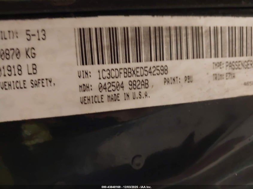 1C3CDFBB6ED866972 2014 DODGE DART photo no. 9