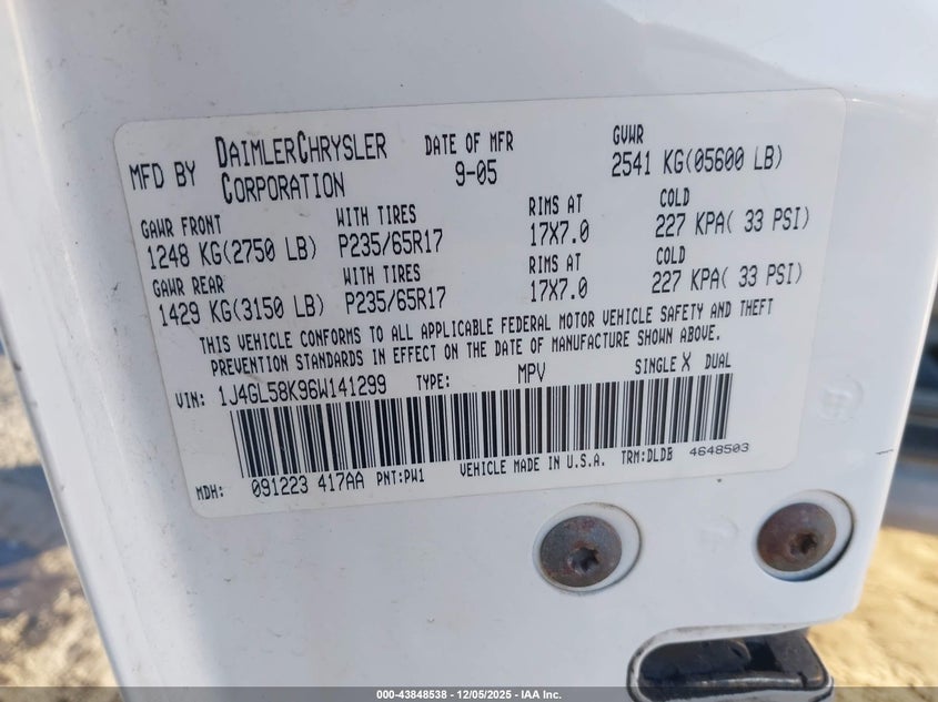 1J4GL58K96W141299 2006 JEEP LIBERTY (NORTH AMERICA) photo no. 9