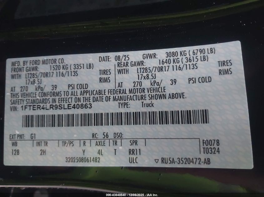 2025 Ford Ranger - 1FTER4LR9SLE40863