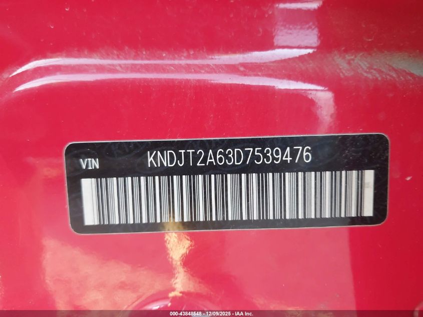 2013 Kia Soul + VIN: KNDJT2A63D7539476 Lot: 43848548