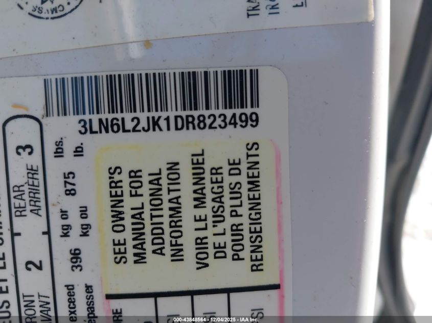 2013 Lincoln Mkz VIN: 3LN6L2JK1DR823499 Lot: 43848564