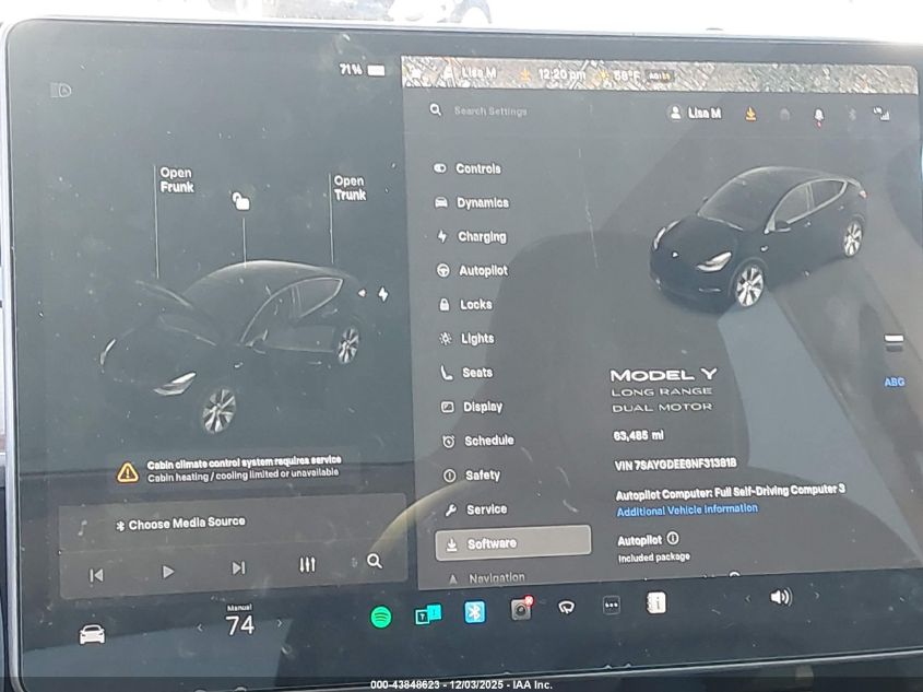 2022 Tesla Model Y Long Range Dual Motor All-Wheel Drive VIN: 7SAYGDEE6NF313818 Lot: 43848623