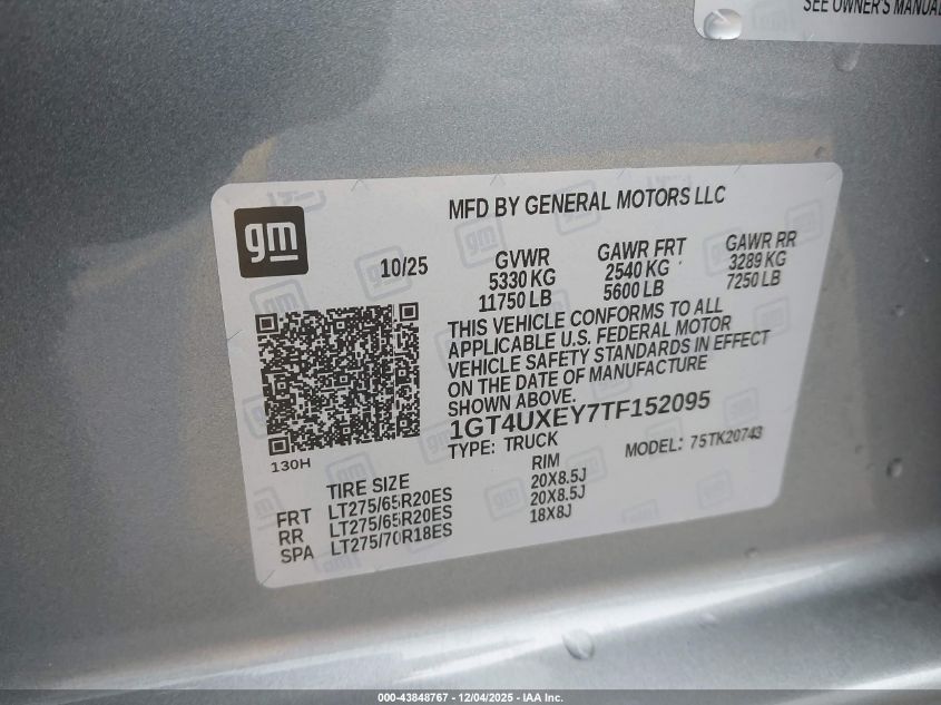 2026 GMC Sierra 2500Hd , Standard Bed, Denali Ultimate, 4Wd VIN: 1GT4UXEY7TF152095 Lot: 43848767
