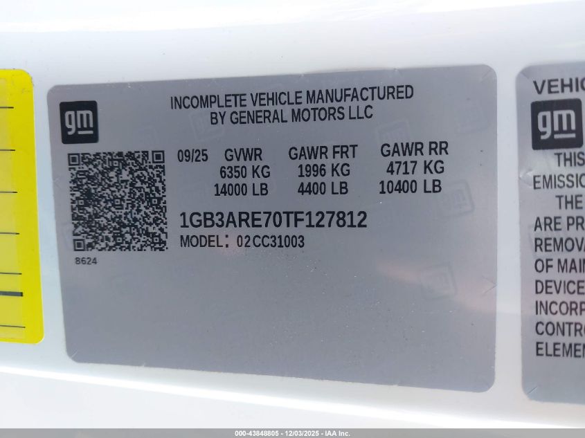 2026 Chevrolet Silverado 3500Hd Chassis Work Truck VIN: 1GB3ARE70TF127812 Lot: 43848805