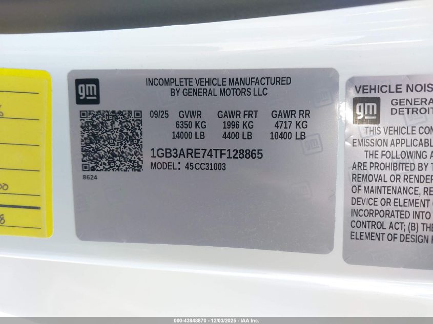 2026 Chevrolet Silverado 3500Hd Chassis Work Truck VIN: 1GB3ARE74TF128865 Lot: 43848870