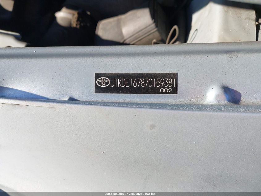 2007 Scion Tc VIN: JTKDE167870159381 Lot: 43849007