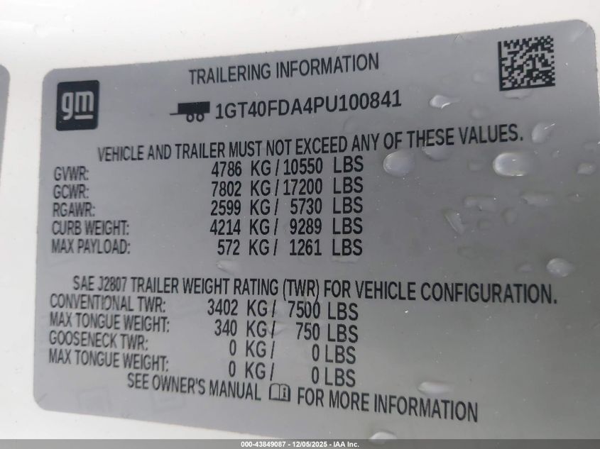 2023 GMC Hummer Ev Pickup E4Wd 3X VIN: 1GT40FDA4PU100841 Lot: 43849087