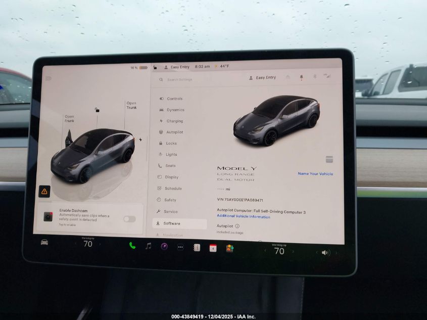 2023 Tesla Model Y Awd/Long Range Dual Motor All-Wheel Drive VIN: 7SAYGDEE1PA089471 Lot: 43849419