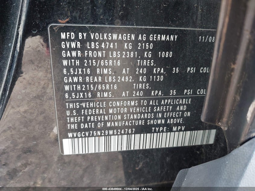 WVGCV75N29W524767 2009 VOLKSWAGEN TIGUAN photo no. 9