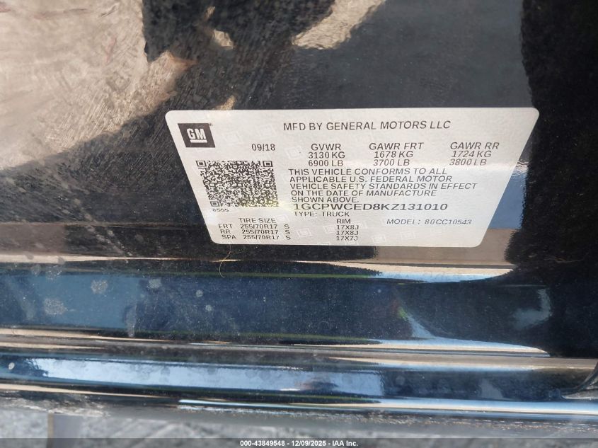 2019 Chevrolet Silverado 1500 Lt VIN: 1GCPWCED8KZ131010 Lot: 43849548