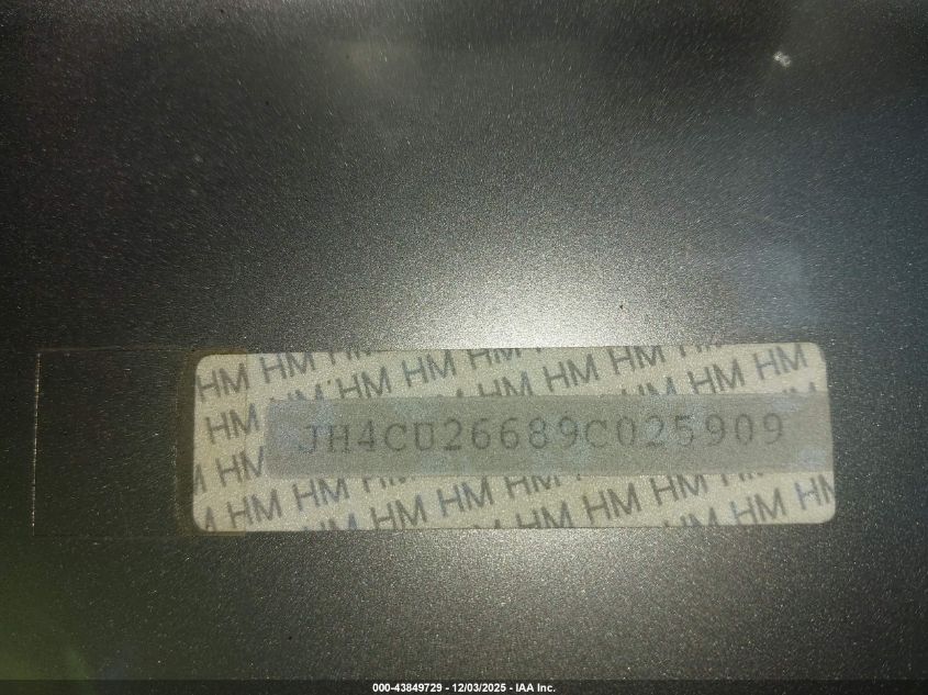 2009 Acura Tsx VIN: JH4CU26689C025909 Lot: 43849729