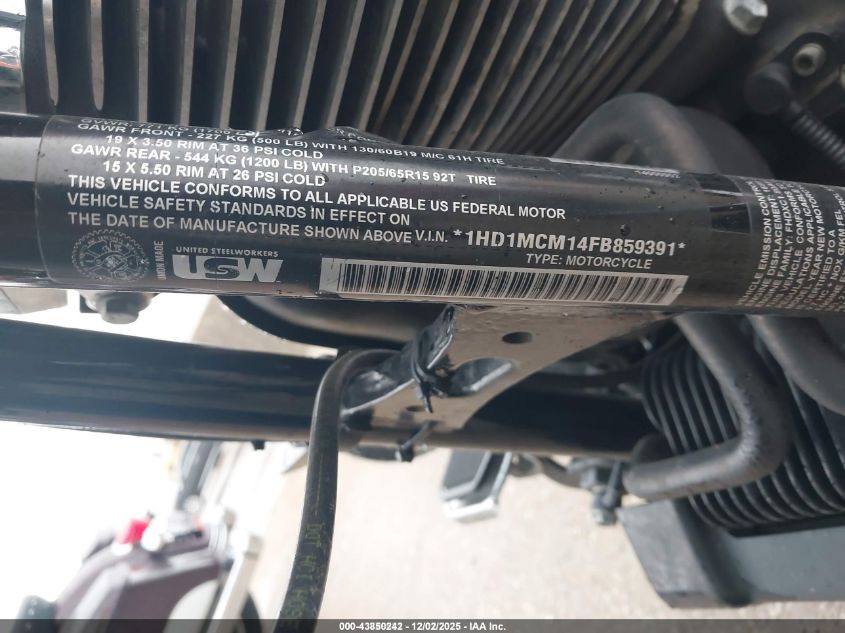 2015 Harley-Davidson Flrt Free Wheeler VIN: 1HD1MCM14FB859391 Lot: 43850242